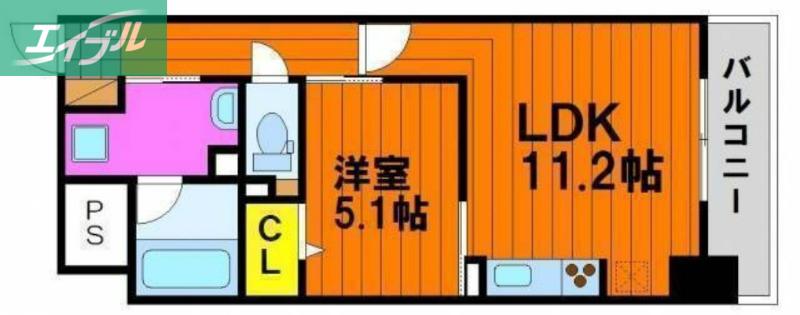 アルファレガロ西古松(1LDK/8階)の間取り写真
