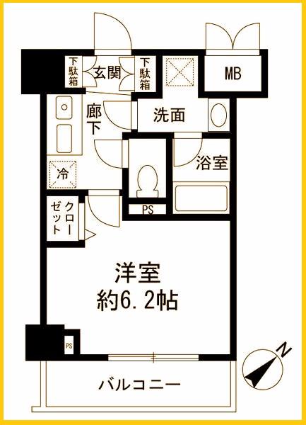 LUXEAER YOKOHAMA NAMAMUGI(1K/2階)の間取り写真