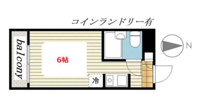 レジダンスイン・目(ワンルーム/1階)の間取り写真