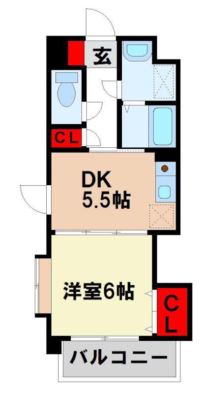 プレジール・S(1DK/4階)の間取り写真