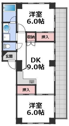 ニューハイツアサヒ(2DK/4階)の間取り写真