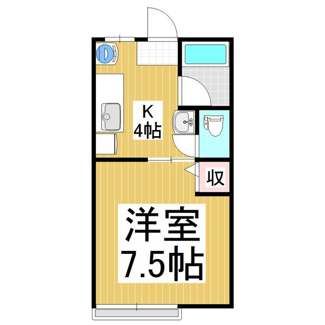 サンライフ小林II(1K/1階)の間取り写真
