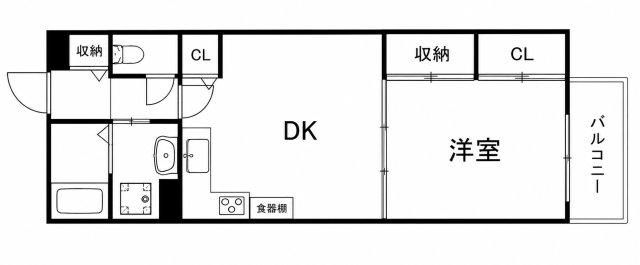 ツイン大開(1LDK/7階)の間取り写真