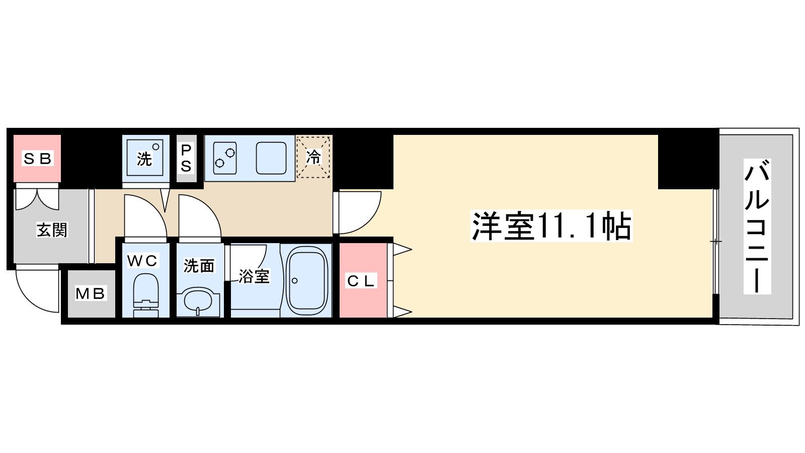 フィールドイン新大阪(1K/6階)の間取り写真