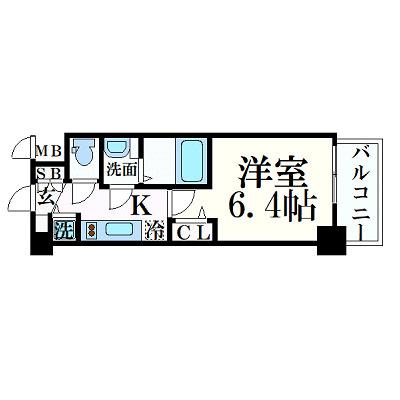 プレサンス心斎橋ブライト(1K/6階)の間取り写真