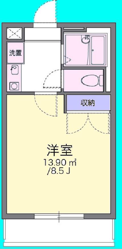 ひまわり(1K/1階)の間取り写真