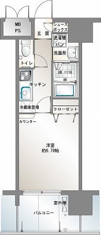 エンクレスト御供所(1K/10階)の間取り写真