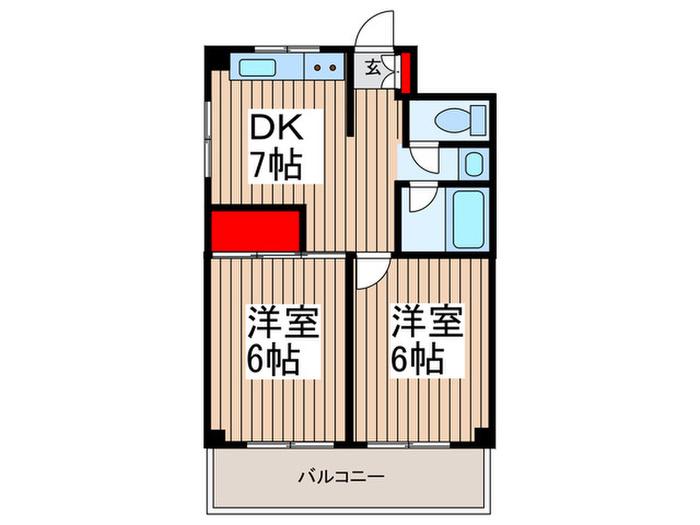 アルカディアしき(2DK/2階)の間取り写真