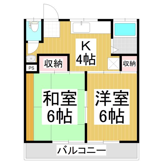 鈴木ハイツ(2K/2階)の間取り写真
