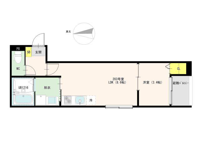 稲生町計画(1LDK/2階)の間取り写真
