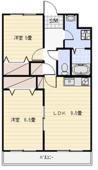 HR-HILLS(2DK/3階)の間取り写真