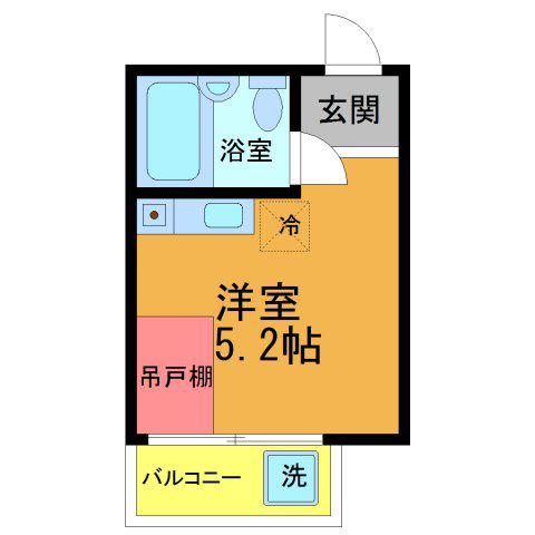 パレス市川(ワンルーム/2階)の間取り写真