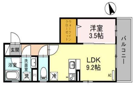 セルファメゾン三田(1LDK/3階)の間取り写真