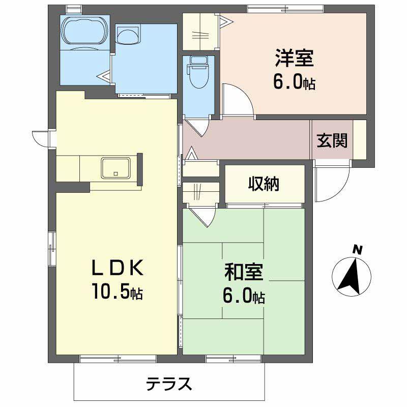 シャーメゾンラフィネB棟(2LDK/1階)の間取り写真