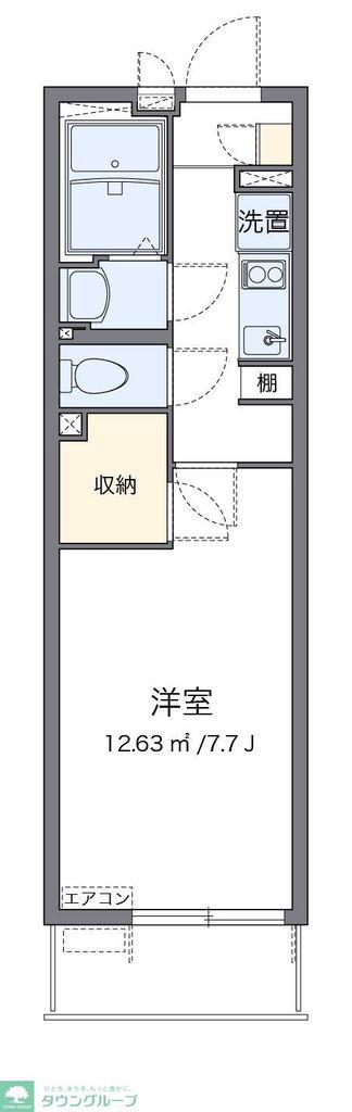 クレイノサニープレイス宮前平L(1K/3階)の間取り写真