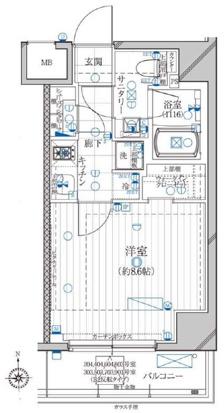 レガリス高田馬場(1K/6階)の間取り写真