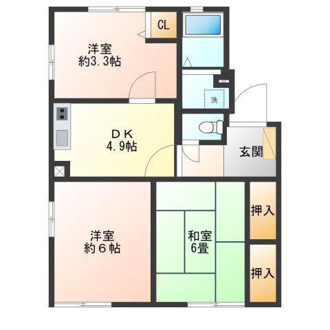 メゾンフィオーレIII(2LDK/1階)の間取り写真
