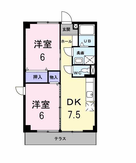 ルナ.マーレA(2DK/1階)の間取り写真