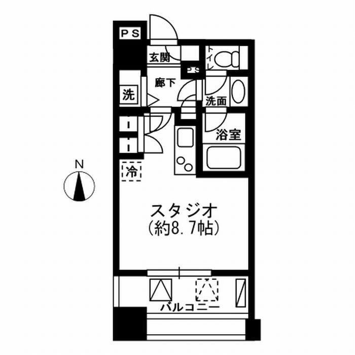 レジディア市ヶ谷(ワンルーム/2階)の間取り写真