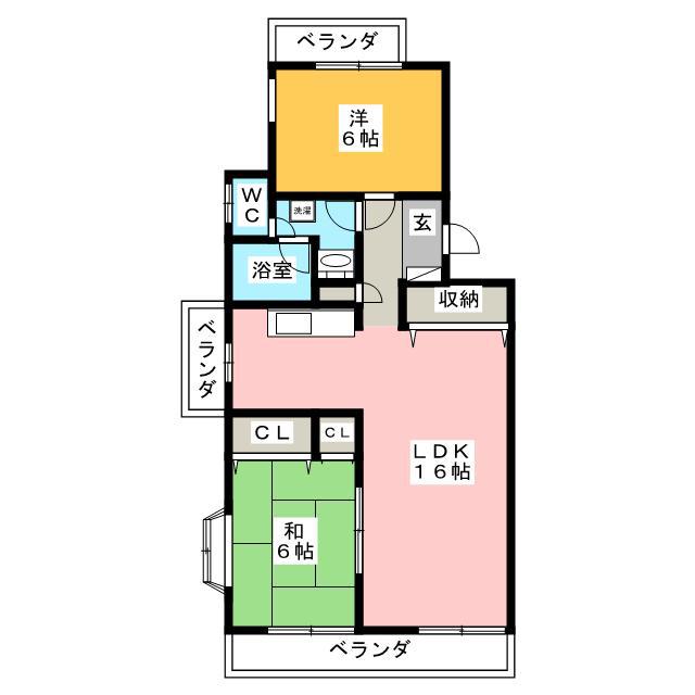 高橋マンション(2LDK/2階)の間取り写真