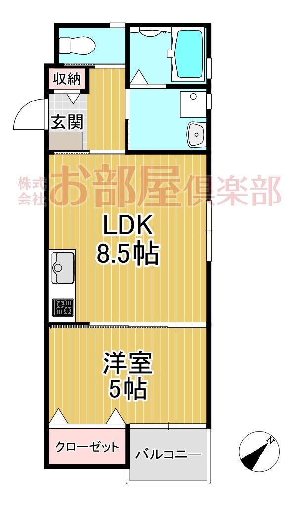 T-REGNO羽犬塚B棟(1LDK/3階)の間取り写真