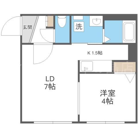 ラフィーネ澄川III(1LDK/2階)の間取り写真