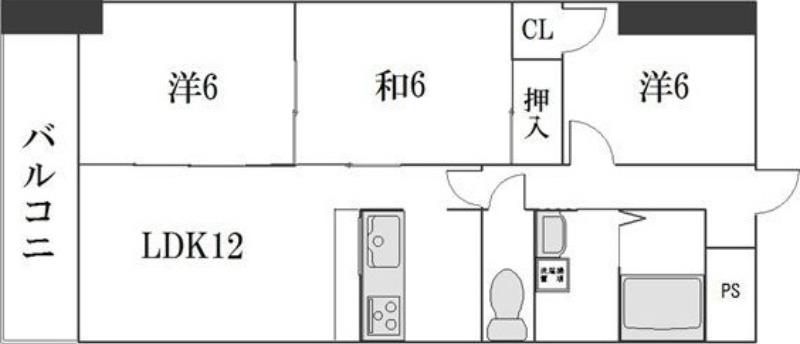 LONE STAR 茶屋ヶ坂(3LDK/5階)の間取り写真