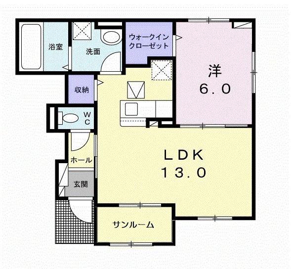 ベル フォレII(1LDK/1階)の間取り写真