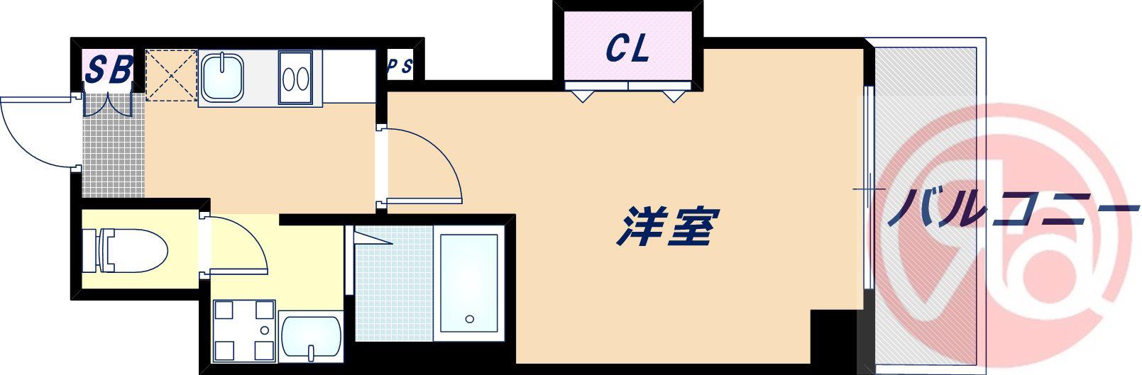 みおつくし桑津(1K/1階)の間取り写真