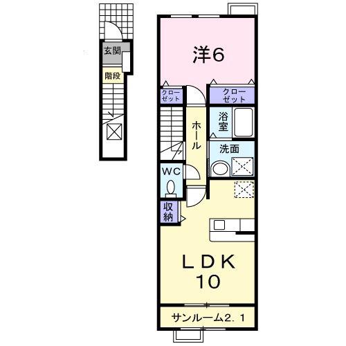 エルドール(1LDK/2階)の間取り写真
