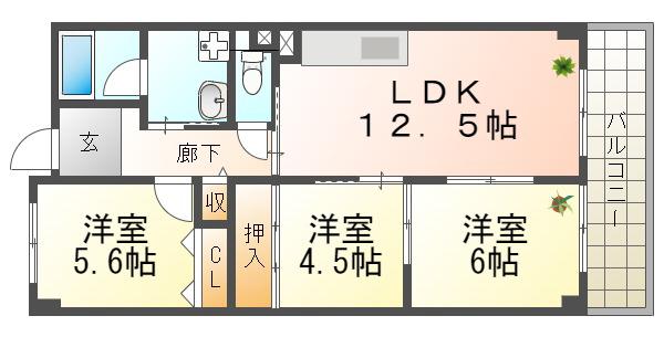 ESPERAR エスペラール(3LDK/4階)の間取り写真