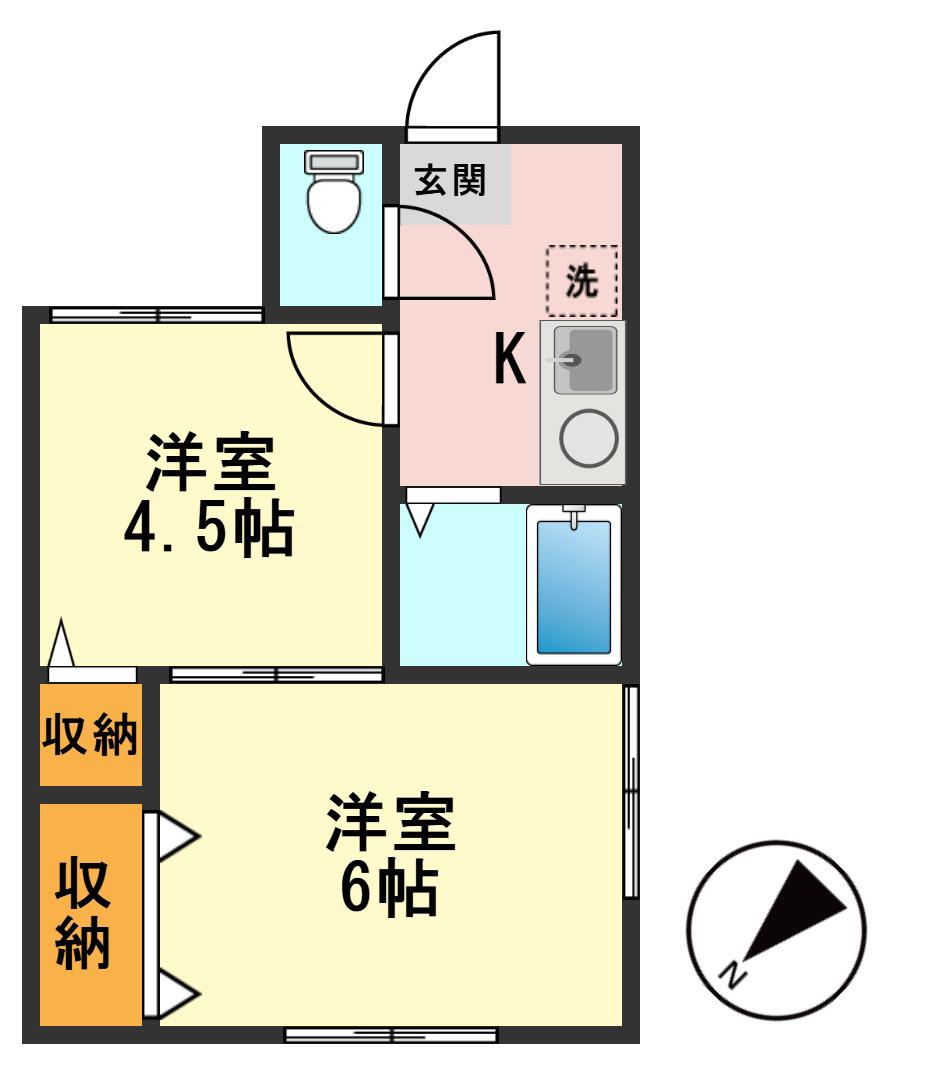 恵山荘(2K/1階)の間取り写真