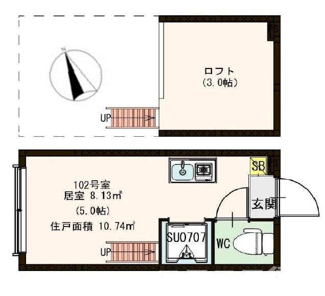 ユースター南砂(ワンルーム/1階)の間取り写真