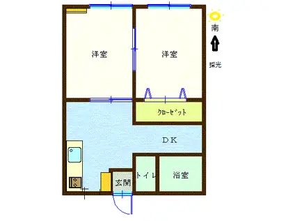 メゾンNII(2DK/2階)の間取り写真