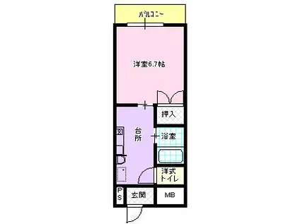 ウェイク文京台202号(1K/2階)の間取り写真