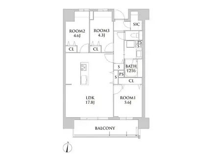 照葉クロススタイル ウエスト棟(3LDK/7階)の間取り写真