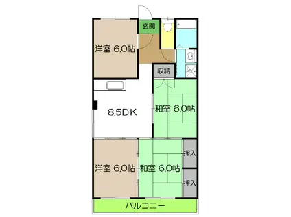 コーポ公文(4DK/1階)の間取り写真