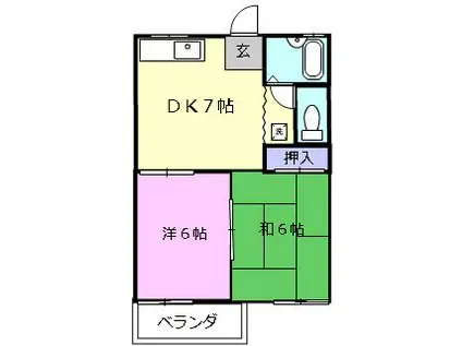 ハイツマウントブルー(2DK/2階)の間取り写真