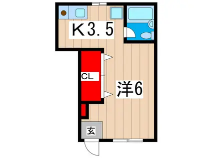 ハイツキナセ(ワンルーム/1階)の間取り写真