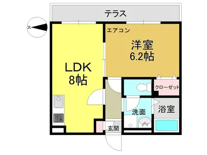アンプルールクラージュ松長(1LDK/1階)の間取り写真