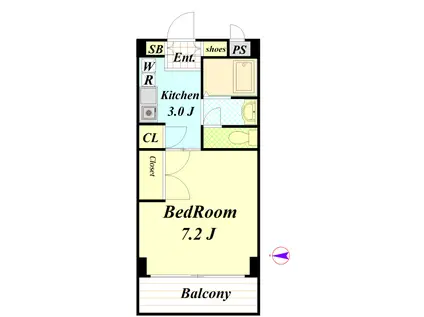 パールハイツIII(1K/3階)の間取り写真