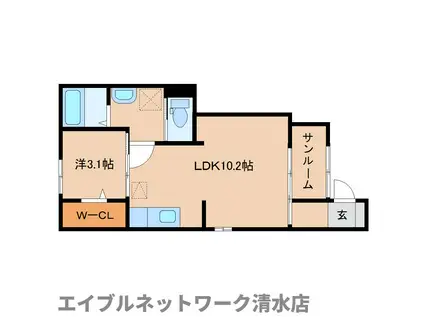 クレスト-ルT(1LDK/1階)の間取り写真