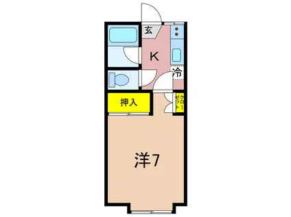 野島ハイツII(1K/2階)の間取り写真