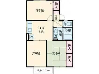 シャトレー松風 B棟(3DK/2階)の間取り写真