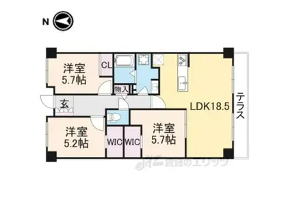 PHOENIX COURT 交野Ⅰ(3LDK/1階)の間取り写真