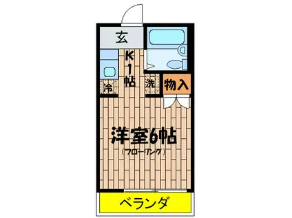 東急東横線 祐天寺駅 徒歩4分 2階建 築35年(1K/2階)の間取り写真
