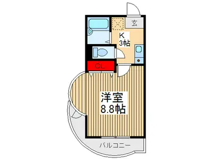 ブランドール(1K/1階)の間取り写真