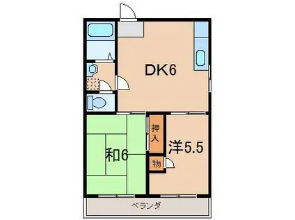 ハトヤマンション早稲町(2DK/5階)の間取り写真