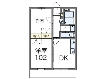 小湊鉄道線 上総村上駅 徒歩14分 3階建 築27年(2DK/1階)の間取り写真