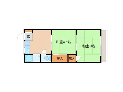 第二銀栄マンション(2DK/3階)の間取り写真